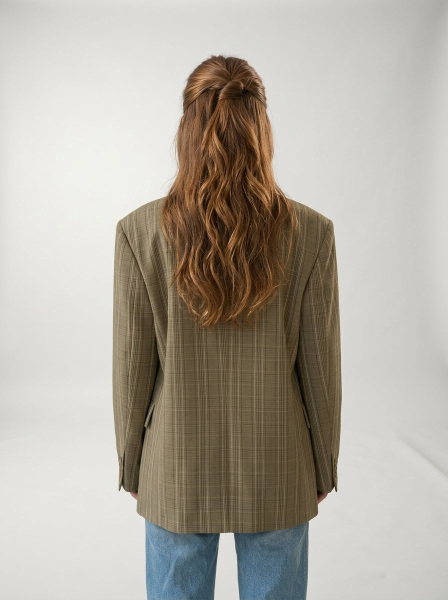 Beige Checked Blazer