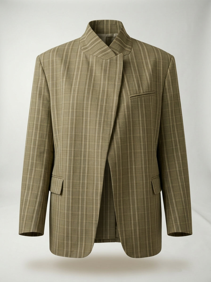 Beige Checked Blazer