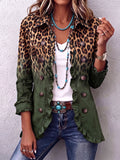Ramona | Green Leopard-Print Blazer with Ruffles