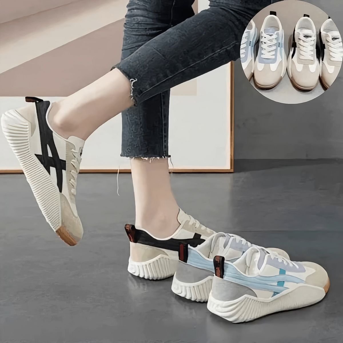 MOROSA™ | Baskets bicolores avec plateforme confortable et semelle texturée